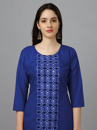 Thumbnail for Malishka Women's Embroidered Straight Blue Kurti - Distacart