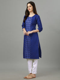 Thumbnail for Malishka Women's Embroidered Straight Blue Kurti - Distacart