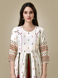 Thumbnail for Malishka Women's White Printed Rayon Anarkali Gown - Distacart