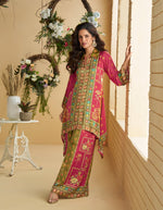 Thumbnail for Anaita Magenta Real Premium Digital Crepe Silk Readymade Cord Set With Mirror Work - Distacart