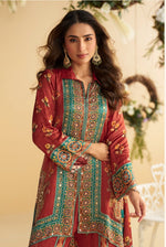 Thumbnail for Anaita Red Real Premium Digital Crepe Silk Readymade Cord Set With Mirror Work - Distacart