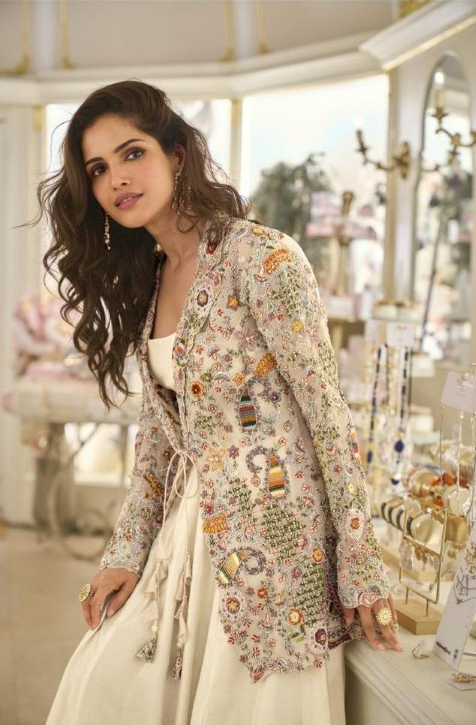 Anaita Off-White Silk Stitched Suit With Embroidery Work - Dista