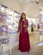 Thumbnail for Anaita Maroon Silk Stitched Suit With Embroidery Work - Dista