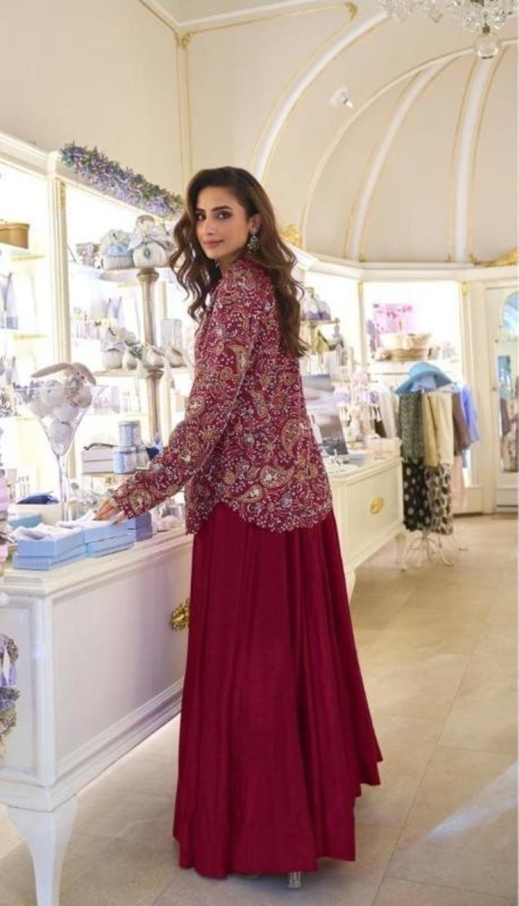 Anaita Maroon Silk Stitched Suit With Embroidery Work - Dista