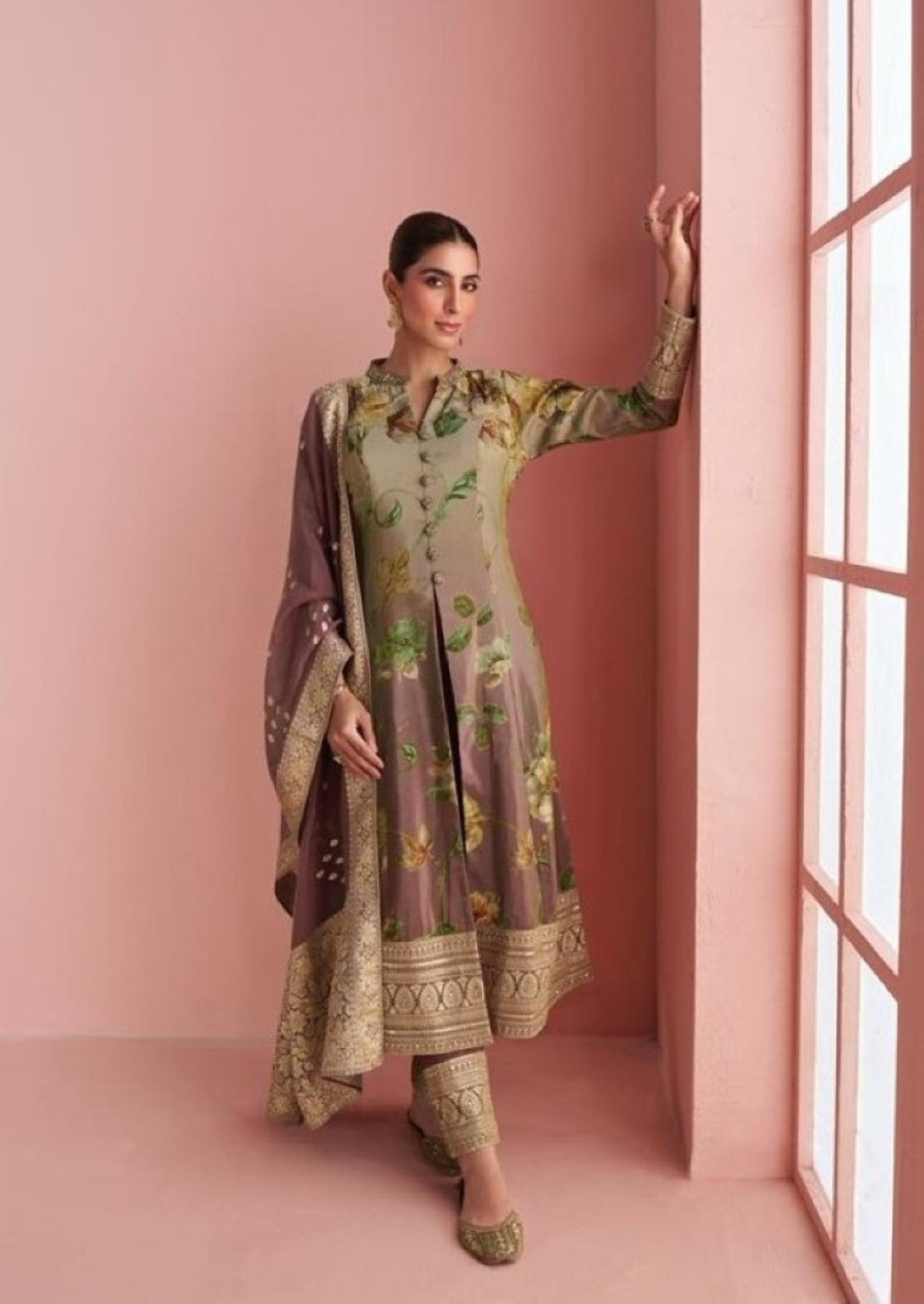 Anaita Multi Silk Stitched Anarkali Suit With Digital Printed Work - Distacart