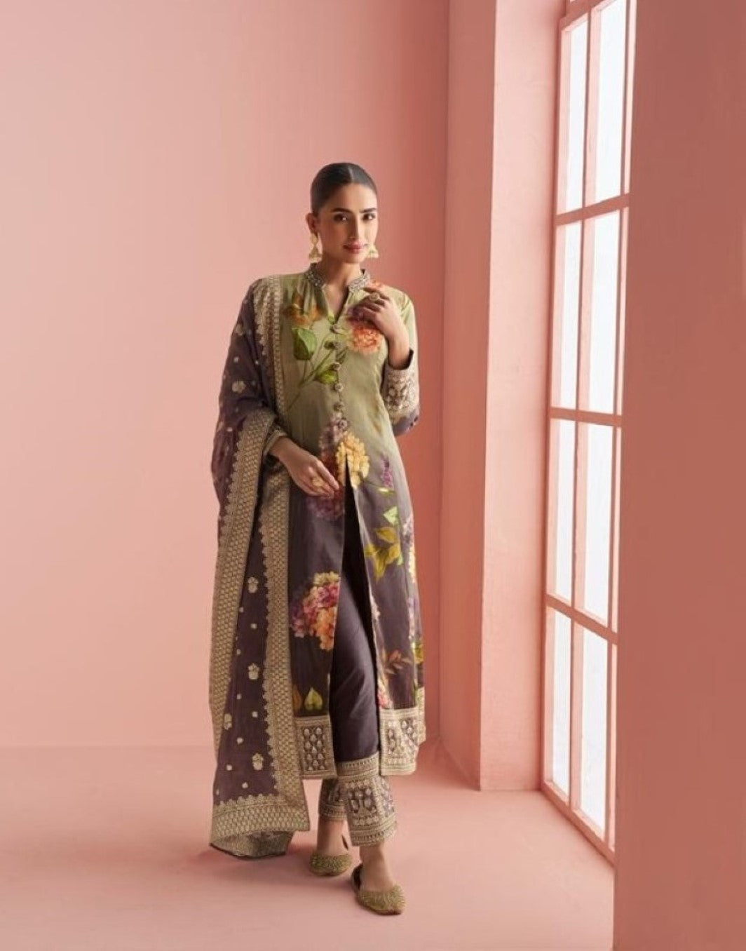 Anaita Multi Silk Stitched Anarkali Suit With Digital Printed Work - Distacart