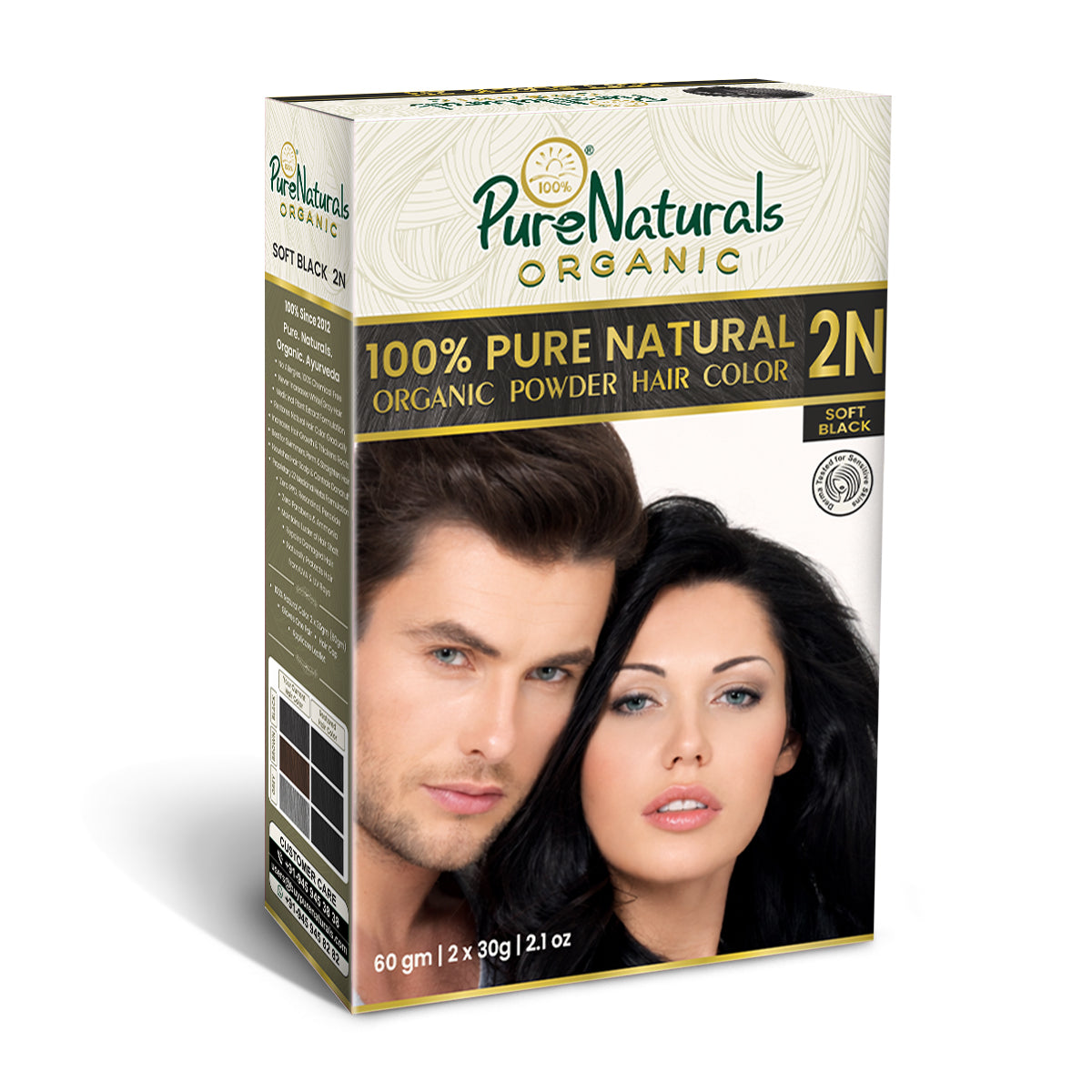 byPureNaturals Organic Pure Natural Powder Hair Color - 2N Soft Black - Dista