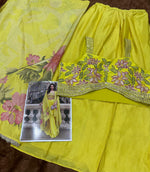 Thumbnail for Anaita Yellow Chinon Silk Stitched Shrug Suit With Embroidery Sequence Work - Distacart
