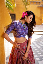 Thumbnail for Lorenvalley Fashion Maroon Vaishali silk Printed with Beads Work and Gota Patti Lace Lehenga Choli with Dupatta - Distacart