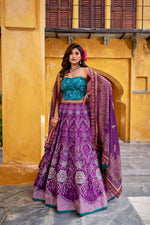 Thumbnail for Lorenvalley Fashion Purple Vaishali silk Printed with Beads Work and Gota Patti Lace Lehenga Choli with Dupatta - Distacart
