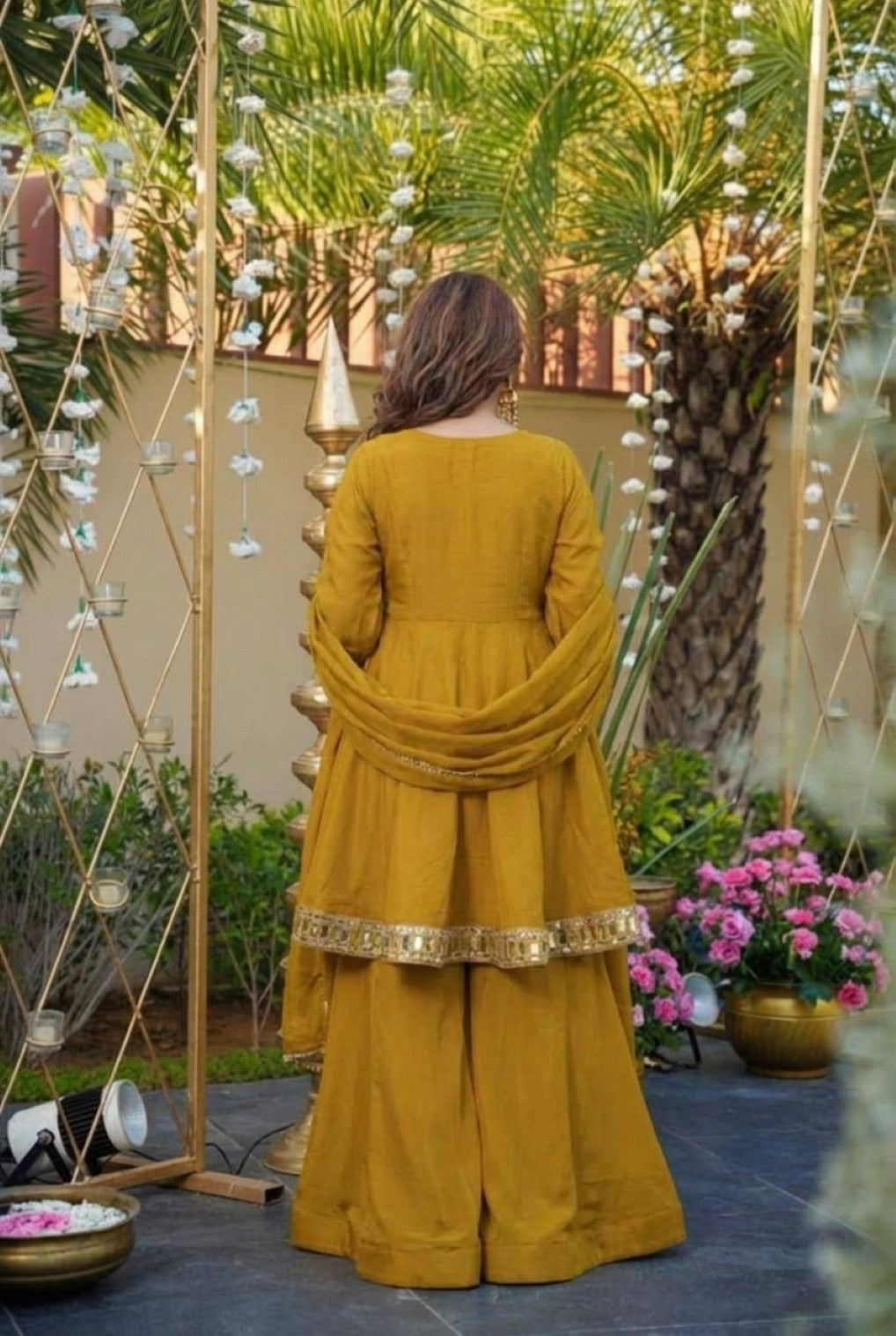Anaita Mustard Silk Readymade Suit with Real Mirror Work - Dista