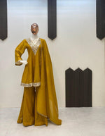 Thumbnail for Anaita Mustard Silk Readymade Suit with Real Mirror Work - Dista