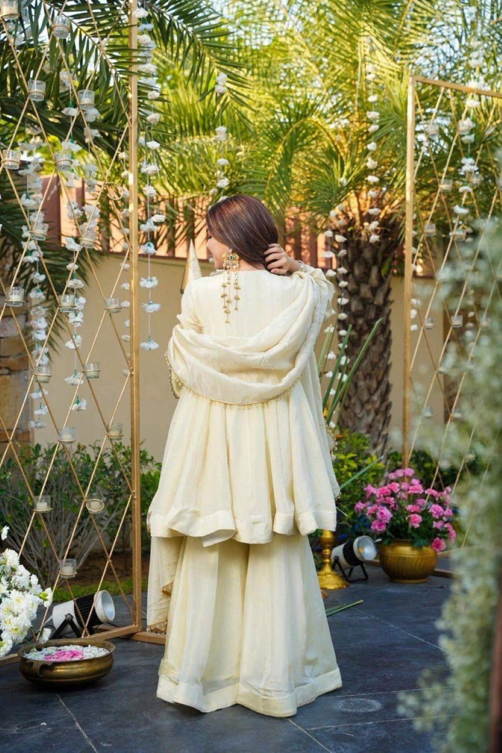 Anaita White Silk Readymade Suit with Real Mirror Work - Dista