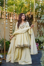 Thumbnail for Anaita White Silk Readymade Suit with Real Mirror Work - Dista