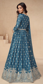 Thumbnail for Anaita Teal Chinon With Sequence Embroidery Salwar Suit - Distacart