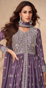Thumbnail for Anaita Dark Purple Chinon With Sequence Embroidery Salwar Suit - Distacart
