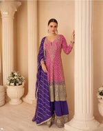 Thumbnail for Anaita Magenta Real Georgette Stitched Suit With Sequence & Diamond Work - Distacart