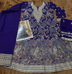 Thumbnail for Anaita Navy Real Georgette Stitched Suit With Sequence & Diamond Work - Distacart