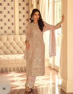 Thumbnail for Anaita Peach Georgette Stitched Suit With Embroidery & Beads Work - Distacart