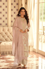 Thumbnail for Anaita Peach Georgette Stitched Suit With Embroidery & Beads Work - Distacart