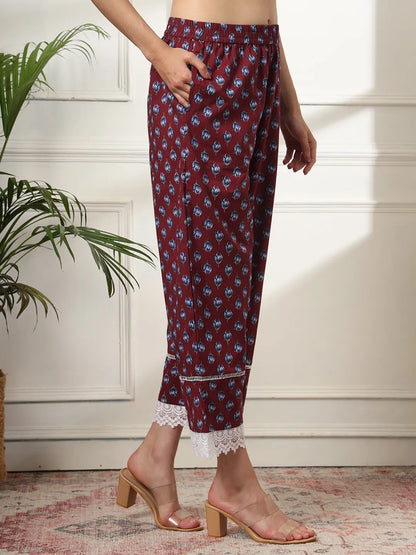 Yufta Maroon Pakistani Cotton Kurta Dupatta Set - Distacart