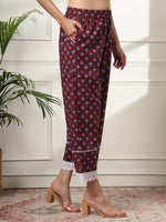 Thumbnail for Yufta Maroon Pakistani Cotton Kurta Dupatta Set