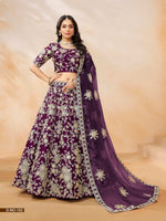 Thumbnail for Anaita Purple Embroidered Heavy Art Silk Designer Lehenga With Blouse - Distacart
