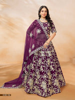 Thumbnail for Anaita Purple Embroidered Heavy Art Silk Designer Lehenga With Blouse - Distacart