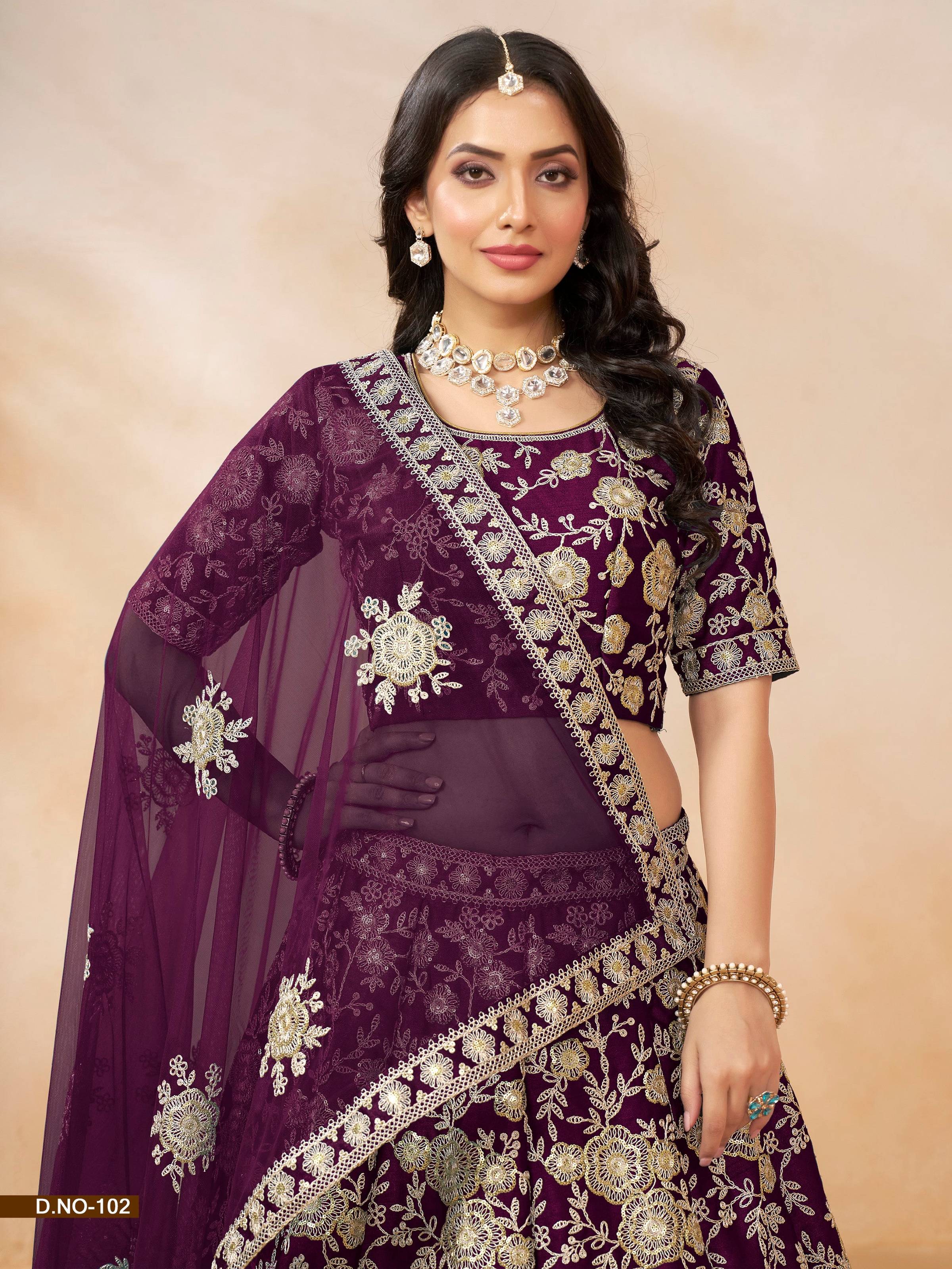 Anaita Purple Embroidered Heavy Art Silk Designer Lehenga With Blouse - Distacart