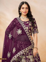 Thumbnail for Anaita Purple Embroidered Heavy Art Silk Designer Lehenga With Blouse - Distacart