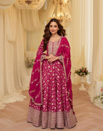 Thumbnail for Anaita Pink Chinon Stitched Jacquard Anarkali Suit With Codding Dori & Sequence Work - Distacart