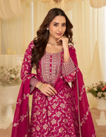 Thumbnail for Anaita Pink Chinon Stitched Jacquard Anarkali Suit With Codding Dori & Sequence Work - Distacart