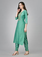 Thumbnail for Malishka Women's Embroidered Rayon Kurta Pant Set-Green - Distacart