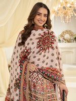 Thumbnail for Anaita White Crepe Silk Stitched Suit with Aari & Digital Print Work - Dista