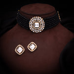 Thumbnail for Tehzeeb Creations Brass Gold-Polished Gold, Black, White Jewel Set   - Distacart