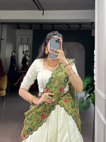 Thumbnail for Lorenvalley Fashion Off White New Crush Plain with Laser Touch Up Lehenga Choli with Dupatta