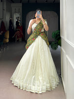 Thumbnail for Lorenvalley Fashion Off White New Crush Plain with Laser Touch Up Lehenga Choli with Dupatta