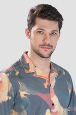 Thumbnail for Xkind Dark Grey Abstract Printed Relaxed Fit Shirt