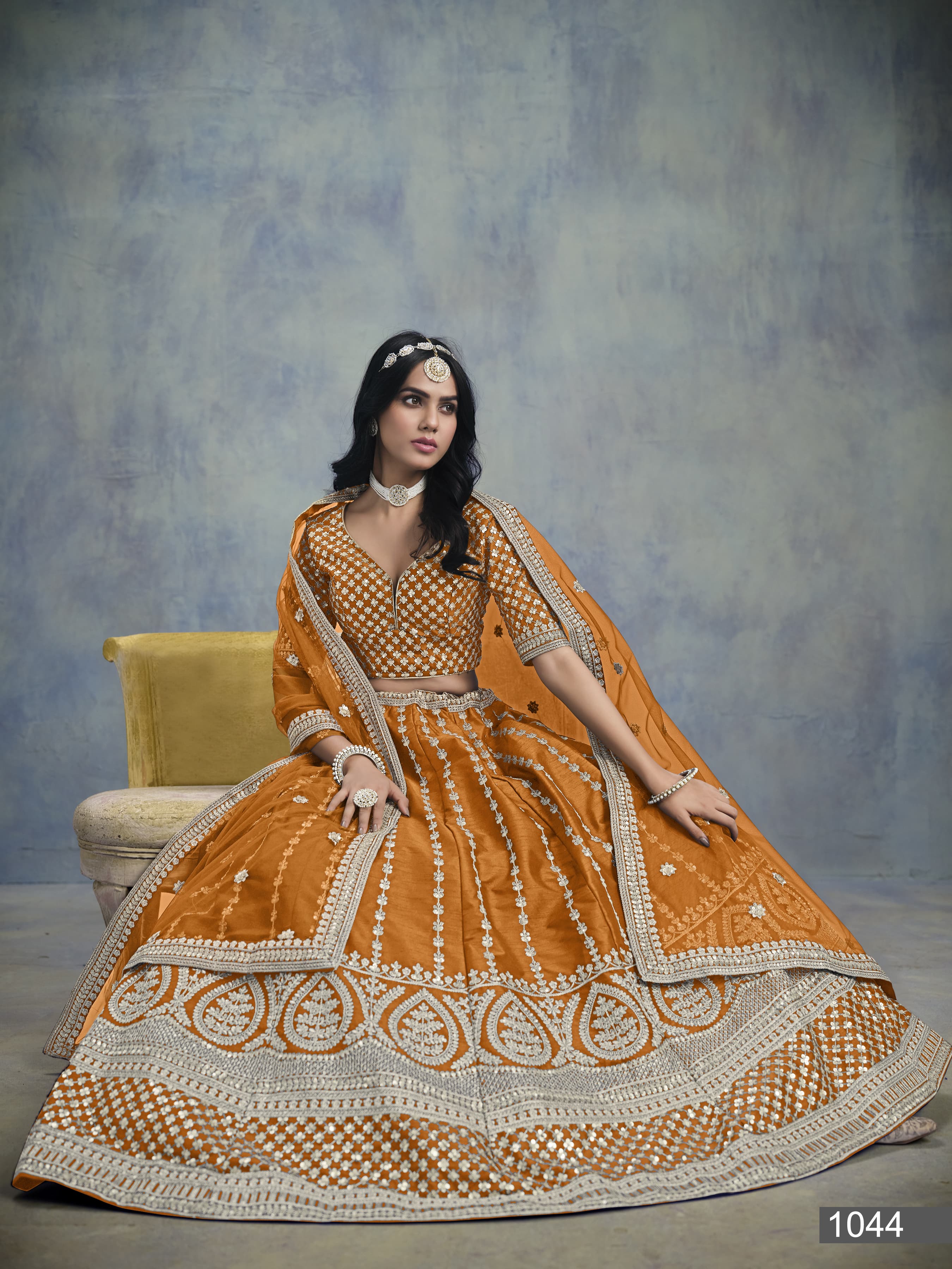 Anaita Orange Embroidered Art Silk Lehenga Choli With Blouse - Distacart