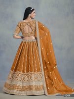 Thumbnail for Anaita Orange Embroidered Art Silk Lehenga Choli With Blouse - Distacart