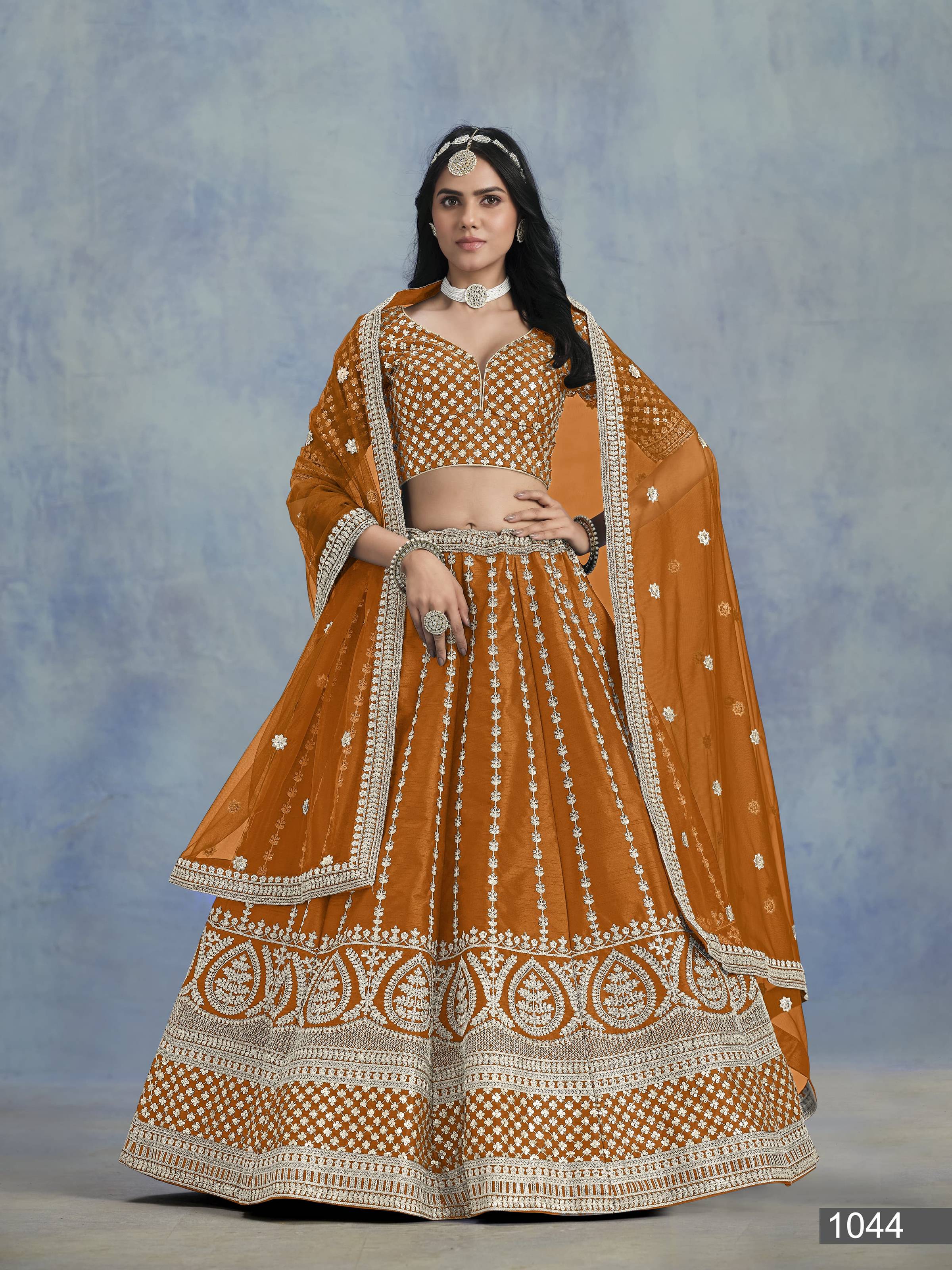 Anaita Orange Embroidered Art Silk Lehenga Choli With Blouse - Distacart