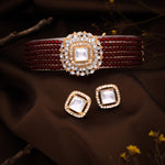 Thumbnail for Tehzeeb Creations Brass Gold-Polished Gold, Maroon, White Jewel Set   - Distacart