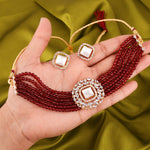Thumbnail for Tehzeeb Creations Brass Gold-Polished Gold, Maroon, White Jewel Set   - Distacart