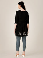 Thumbnail for Malishka Women's Embroidered A-Line Black Tunic - Distacart