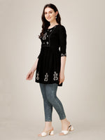 Thumbnail for Malishka Women's Embroidered A-Line Black Tunic - Distacart