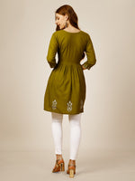 Thumbnail for Malishka Women's Embroidered A-Line Green Tunic - Distacart