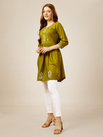 Thumbnail for Malishka Women's Embroidered A-Line Green Tunic - Distacart