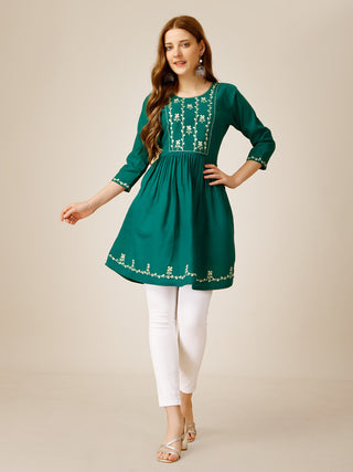 Malishka Women's Embroidered A-Line Rama Tunic - Distacart