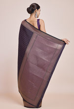 Thumbnail for Monjolika Fashion Glamour And Tradition With This Zari Woven Darl Purple Color Banarasi Satin Silk Saree - Distacart