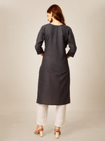 Thumbnail for Malishka Women's Embroidered Cotton Blend Kurta Pant Set-Grey - Distacart
